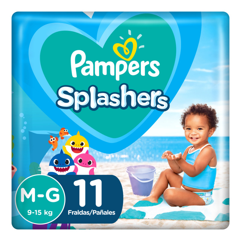 Pampers Baby Shark Splashers Trajes Baño M-G x11