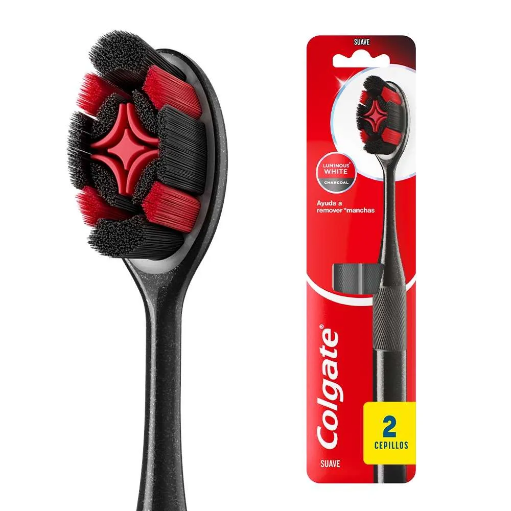 Colgate Luminous White Charcoal Cepillo Pack 2 unidades