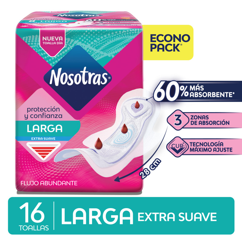 Nosotras Toallitas Fem Larga Extra Suave x16