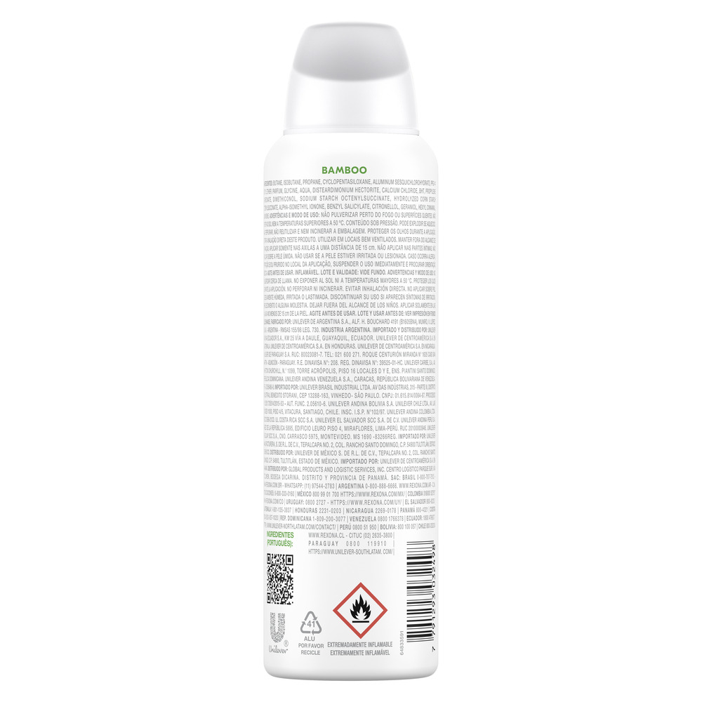 Rexona Desodorante Antitranspirante Bamboo en Aerosol 150 ml