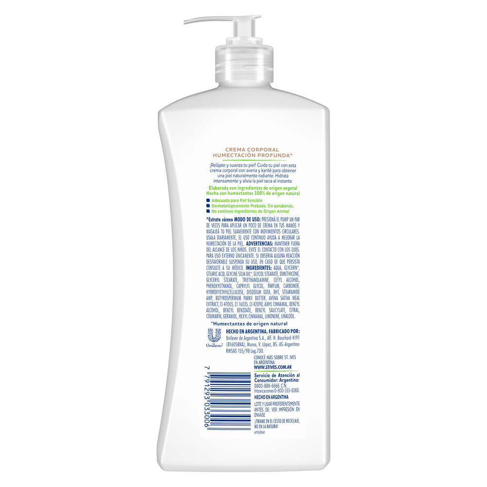 St Ives Crema Corporal Avena y Karité 350 ml
