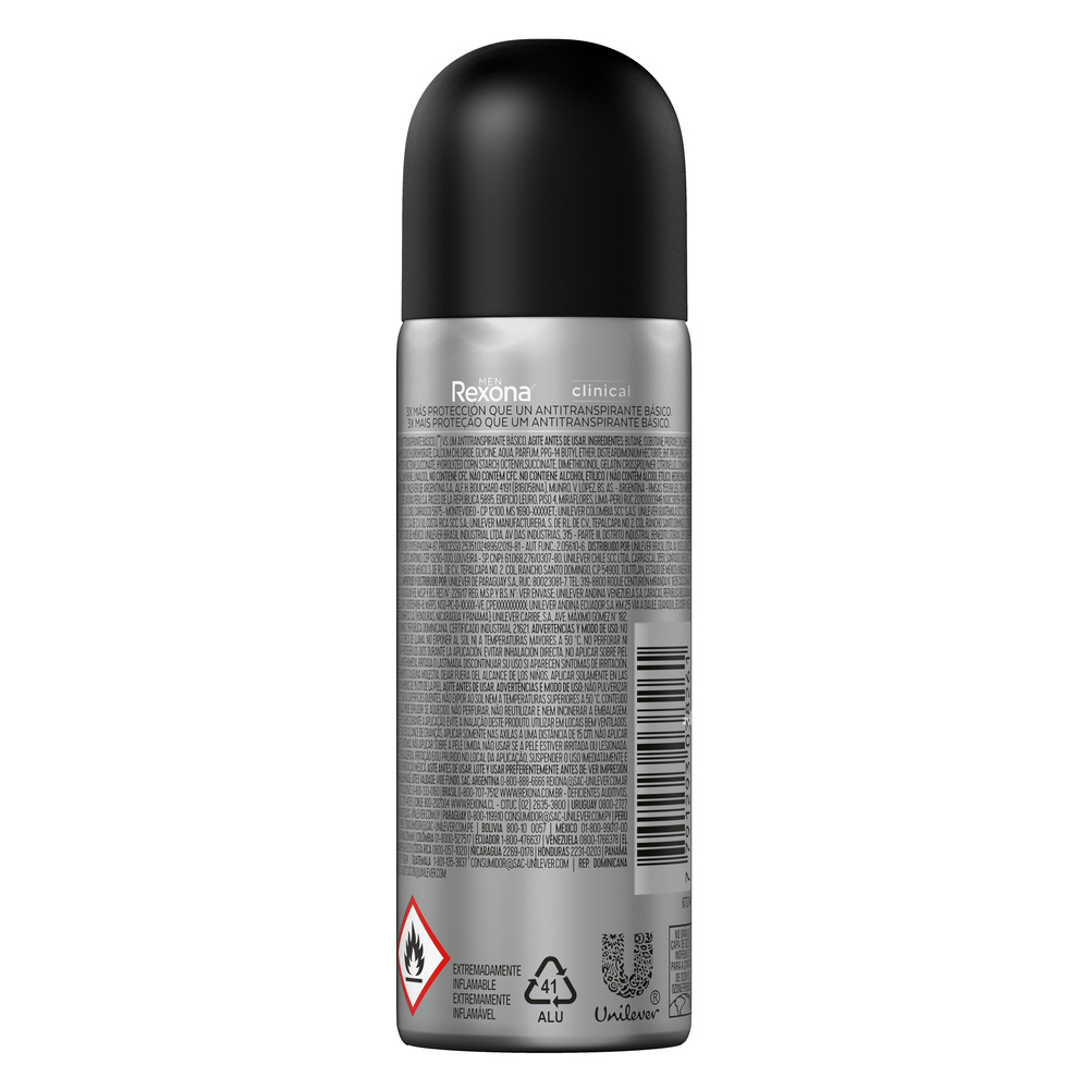 Rexona Desodorante Antitranspirante Clinical Men en Aerosol Classic 55 ml
