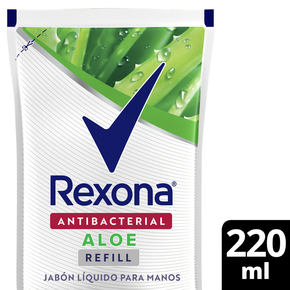 Rexona Jabón Liquido para Antibacterial Aloe Recarga Económica 220 ml