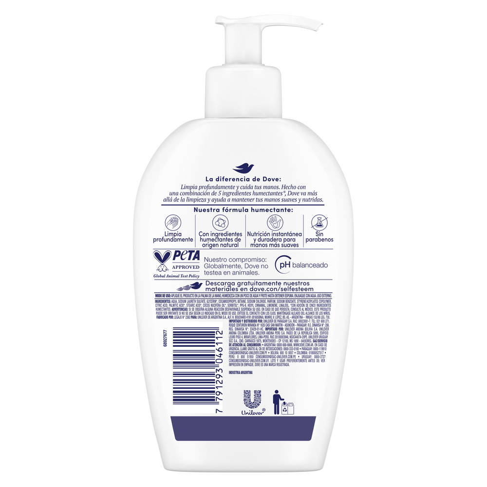 Dove Jabón Liquido para Manos Nutrición Profunda 250 ml
