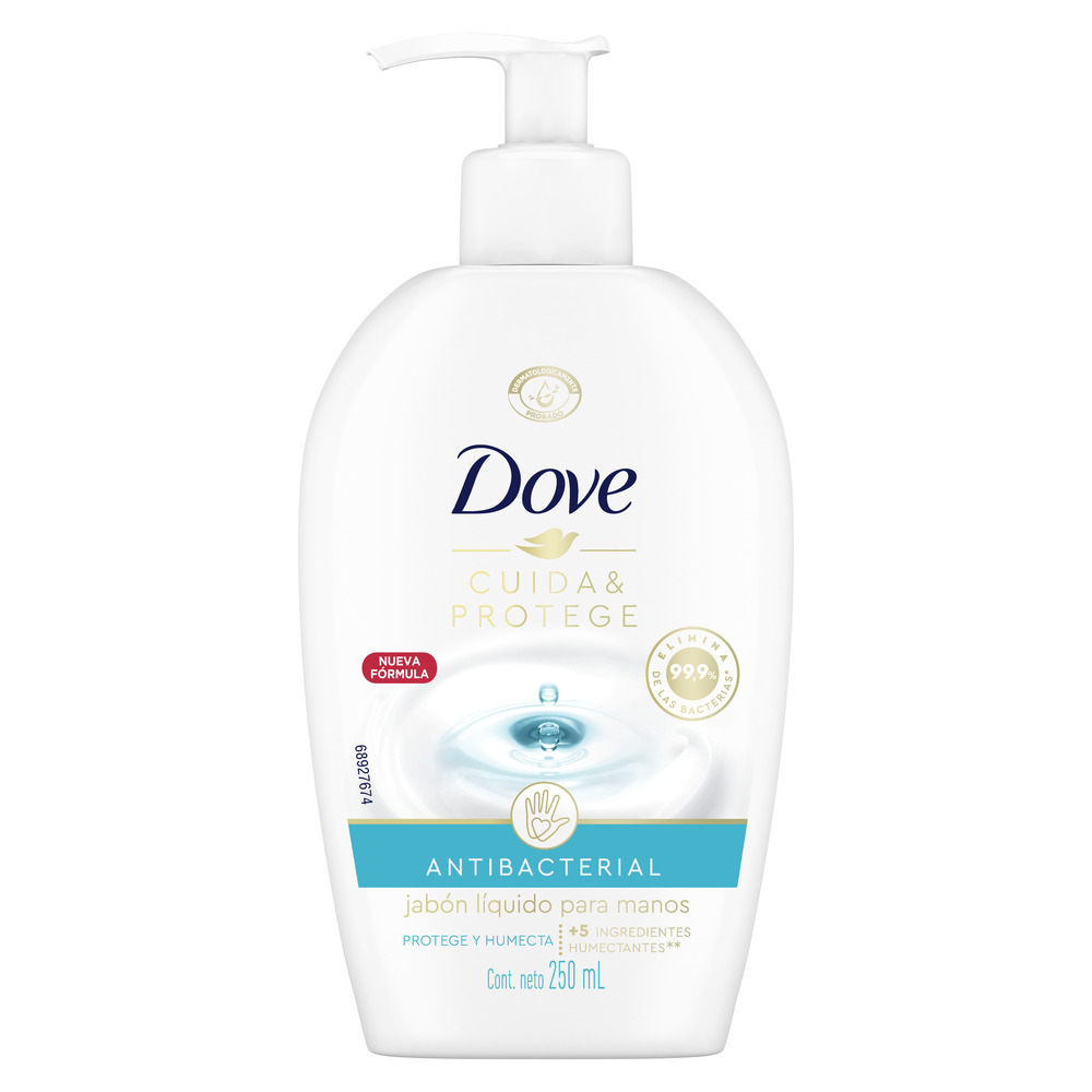 Dove Jabón Liquido para Manos Antibacterial Cuida y Protege 250 ml