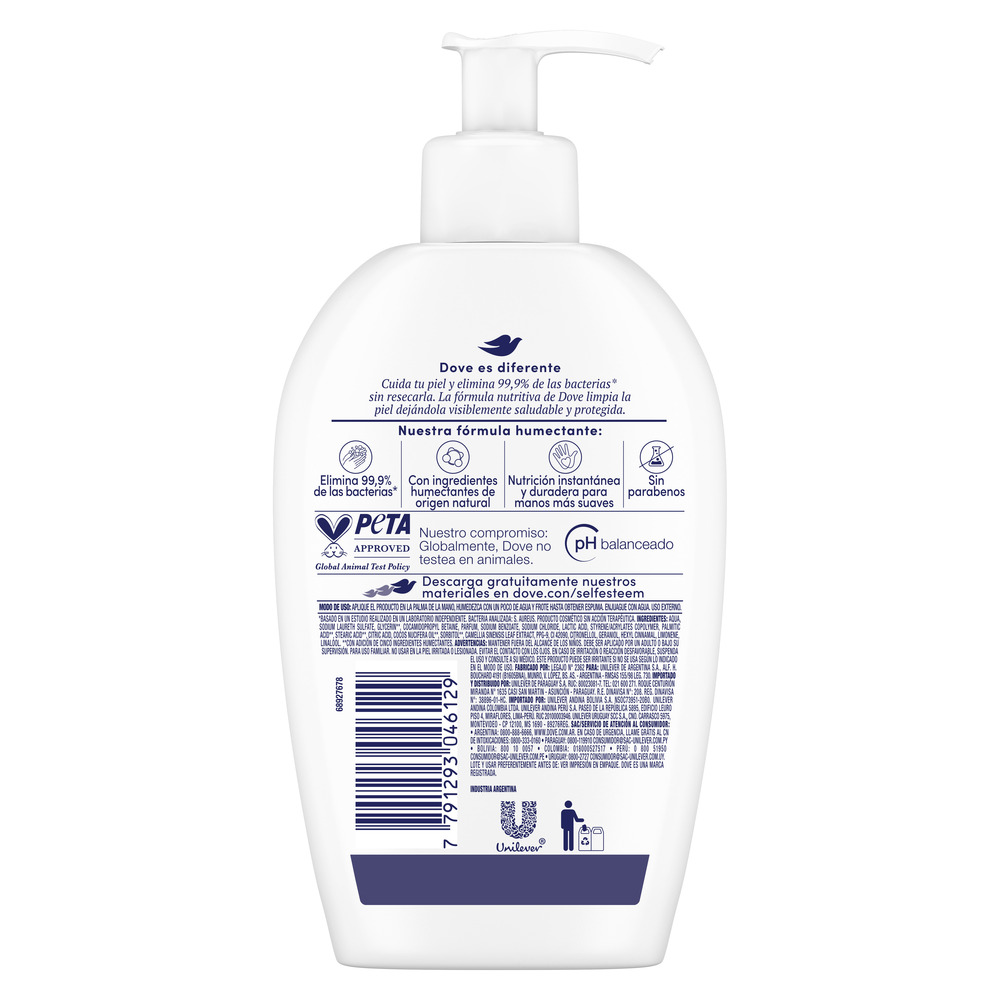 Dove Jabón Liquido para Manos Antibacterial Cuida y Protege 250 ml