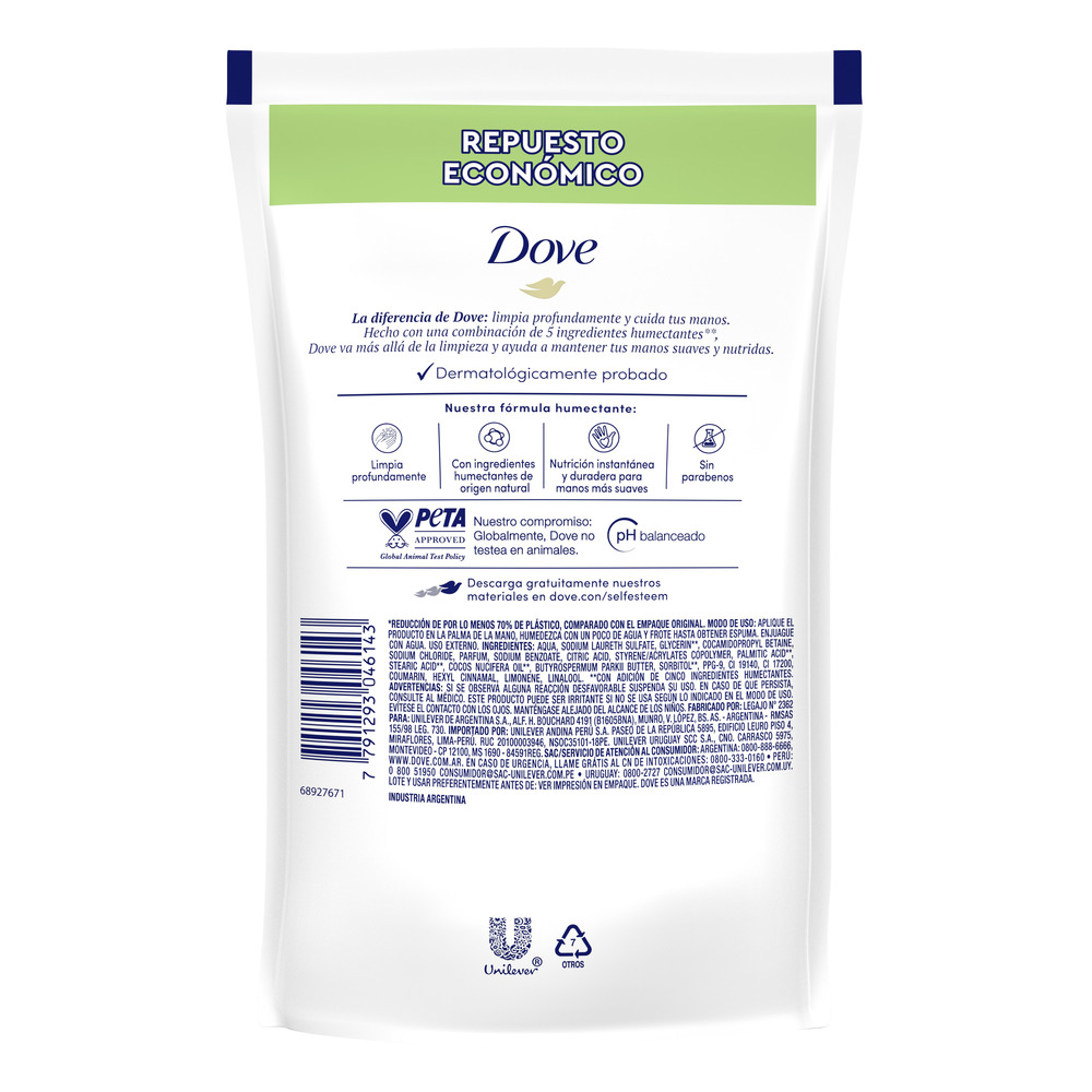 Dove Jabón Liquido para Manos Cuidado Reconfortante Refill 220 ml