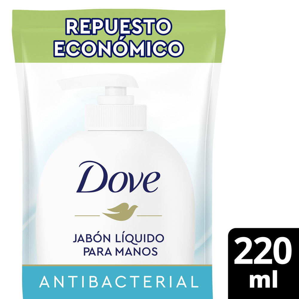 Dove Jabón Liquido para Manos Antibacterial Cuida y Protege Refill 220 ml