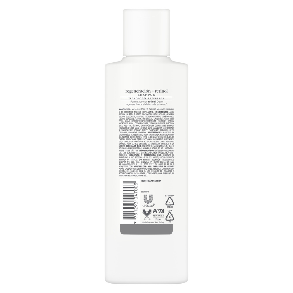 Dove Shampoo Regeneración + Retinol 200 ml