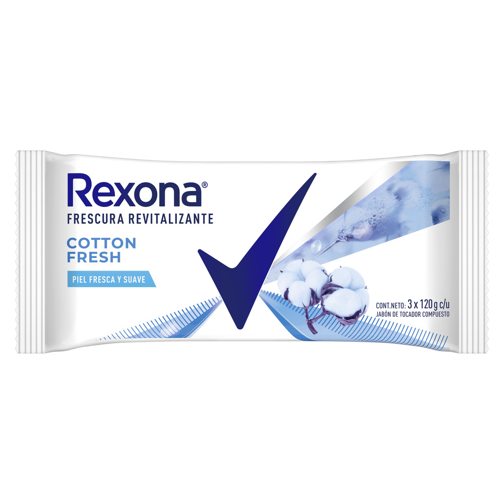 Rexona Jabón en Barra Cotton Fresh Pack de 3 120 g