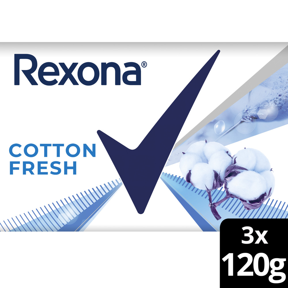 Rexona Jabón en Barra Cotton Fresh Pack de 3 120 g