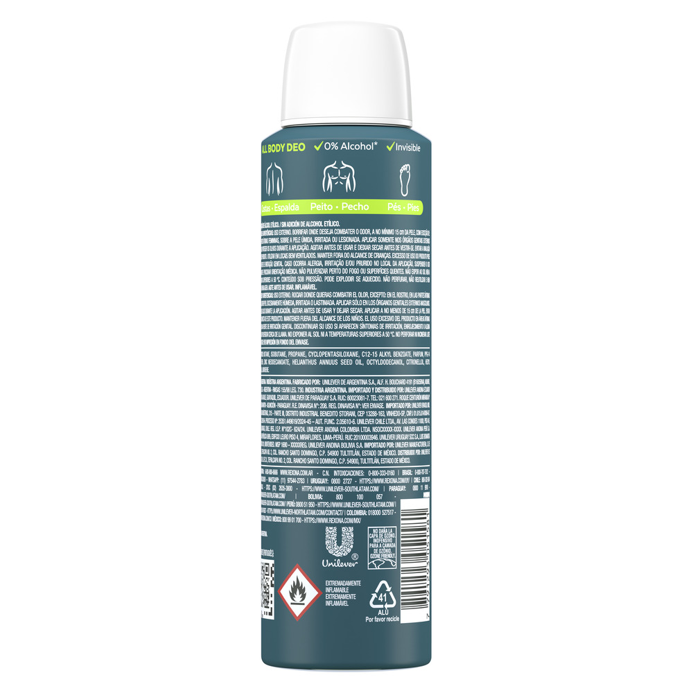 Rexona Desodorante en Aerosol para Todo el Cuerpo All Body Active Fresh 150 ml