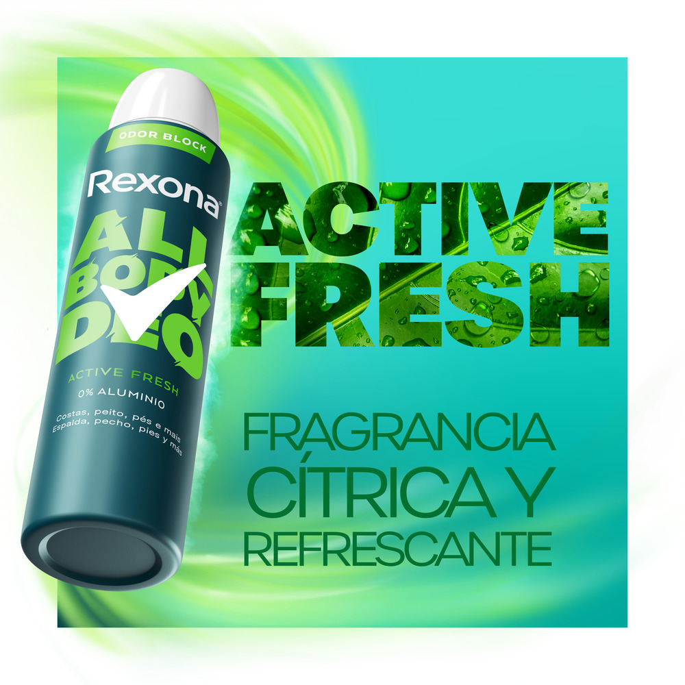 Rexona Desodorante en Aerosol para Todo el Cuerpo All Body Active Fresh 150 ml