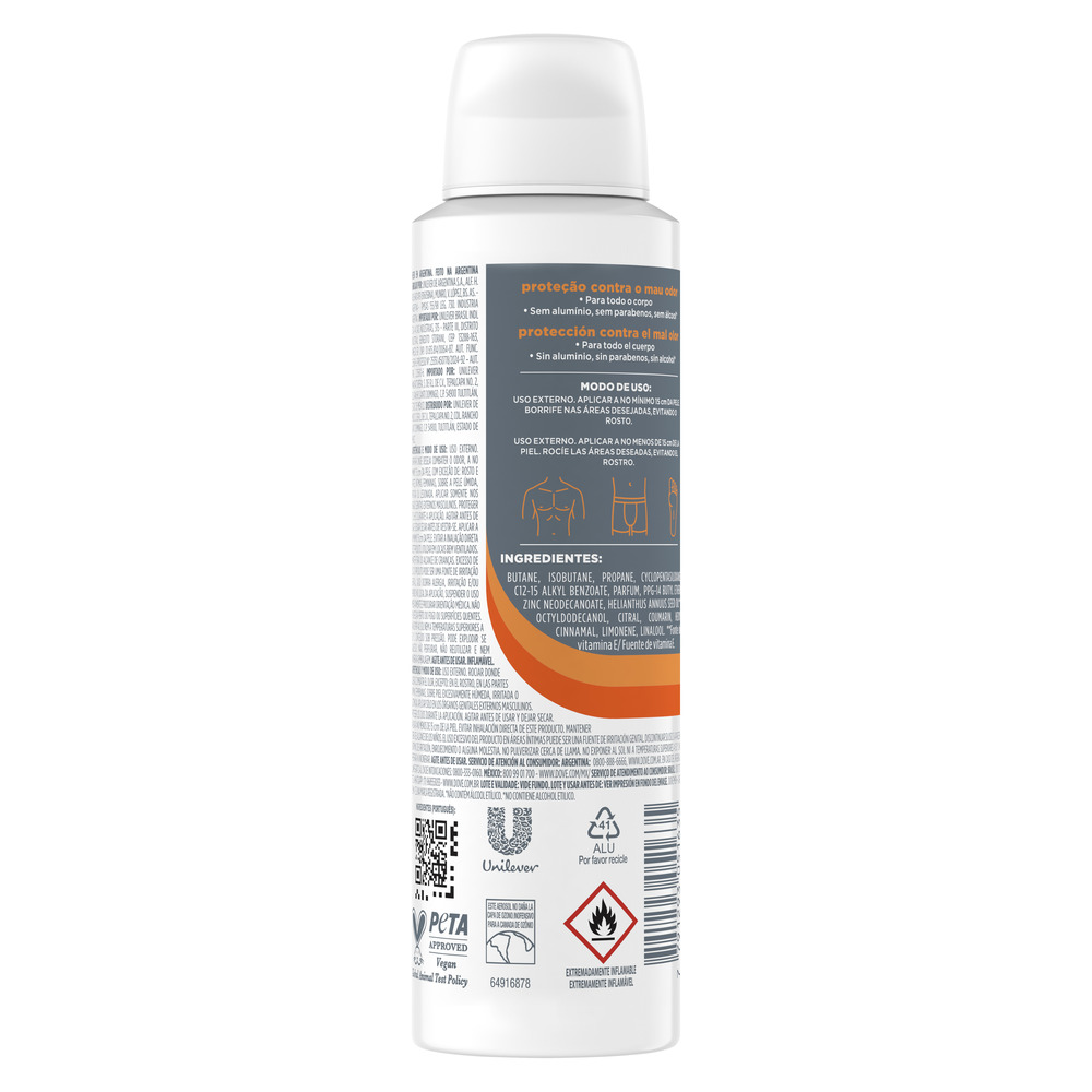 Dove Desodorante en Aerosol para Todo el Cuerpo Men All Body Shea Butter y Cedar 150 ml