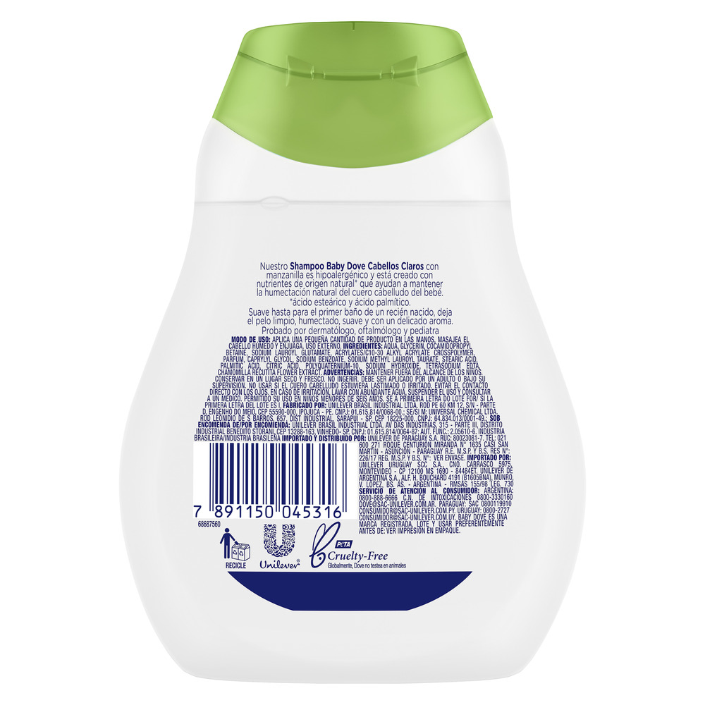 Dove Shampoo Cabello Claro Baby Humectación Enriquecida Ph Neutro 200 ml