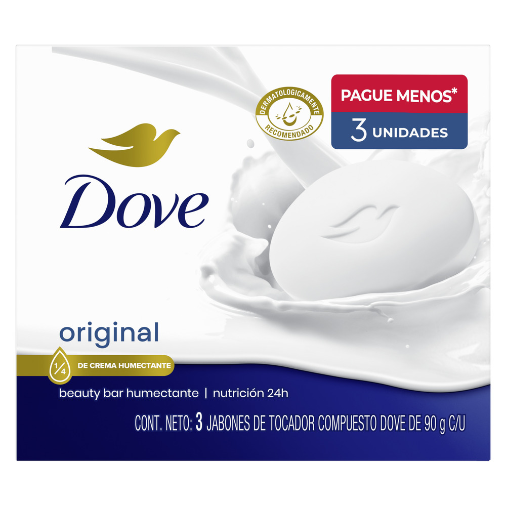 Dove Jabón de Tocador Original Pack de 3 X 90 G