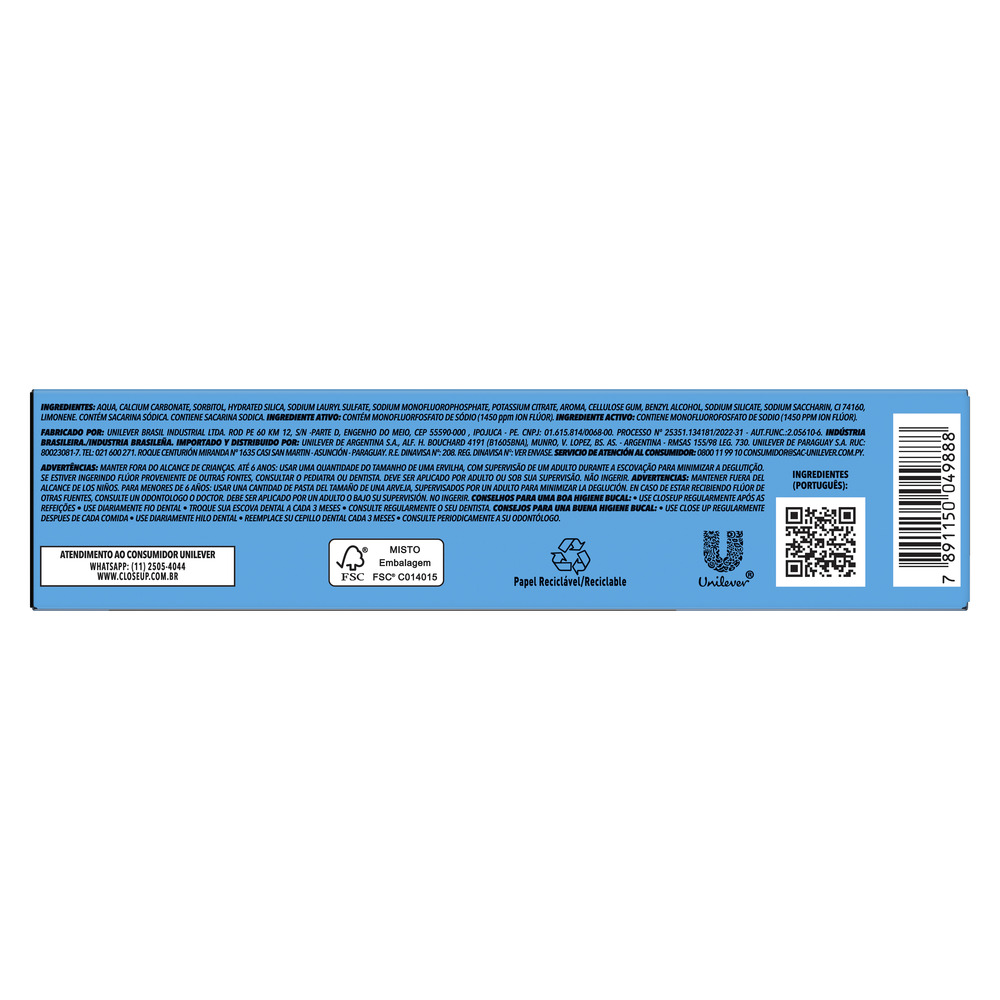 Close Up Pasta Dental Triple Protección Menta Fresca 70 g