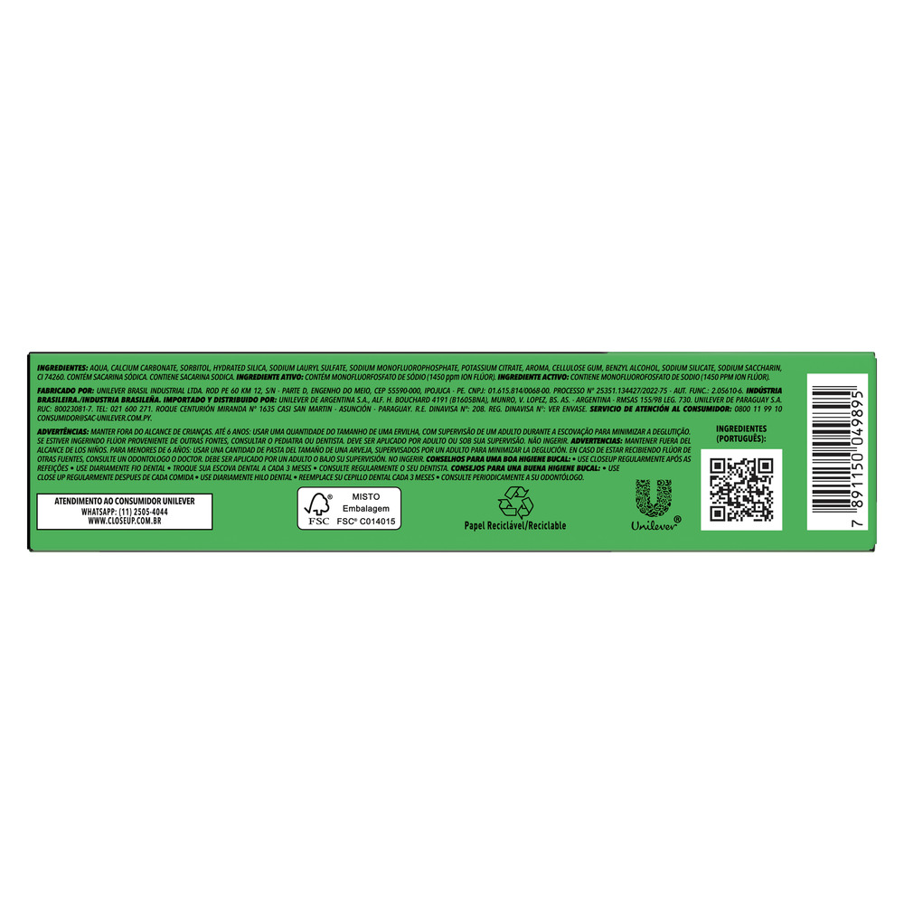 Close Up Pasta Dental Triple Protección Menta 70 g